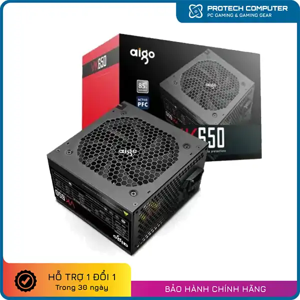 Nguồn máy tính AIGO VK650 - 650W (85 Plus / Active PFC / Non-Modular)